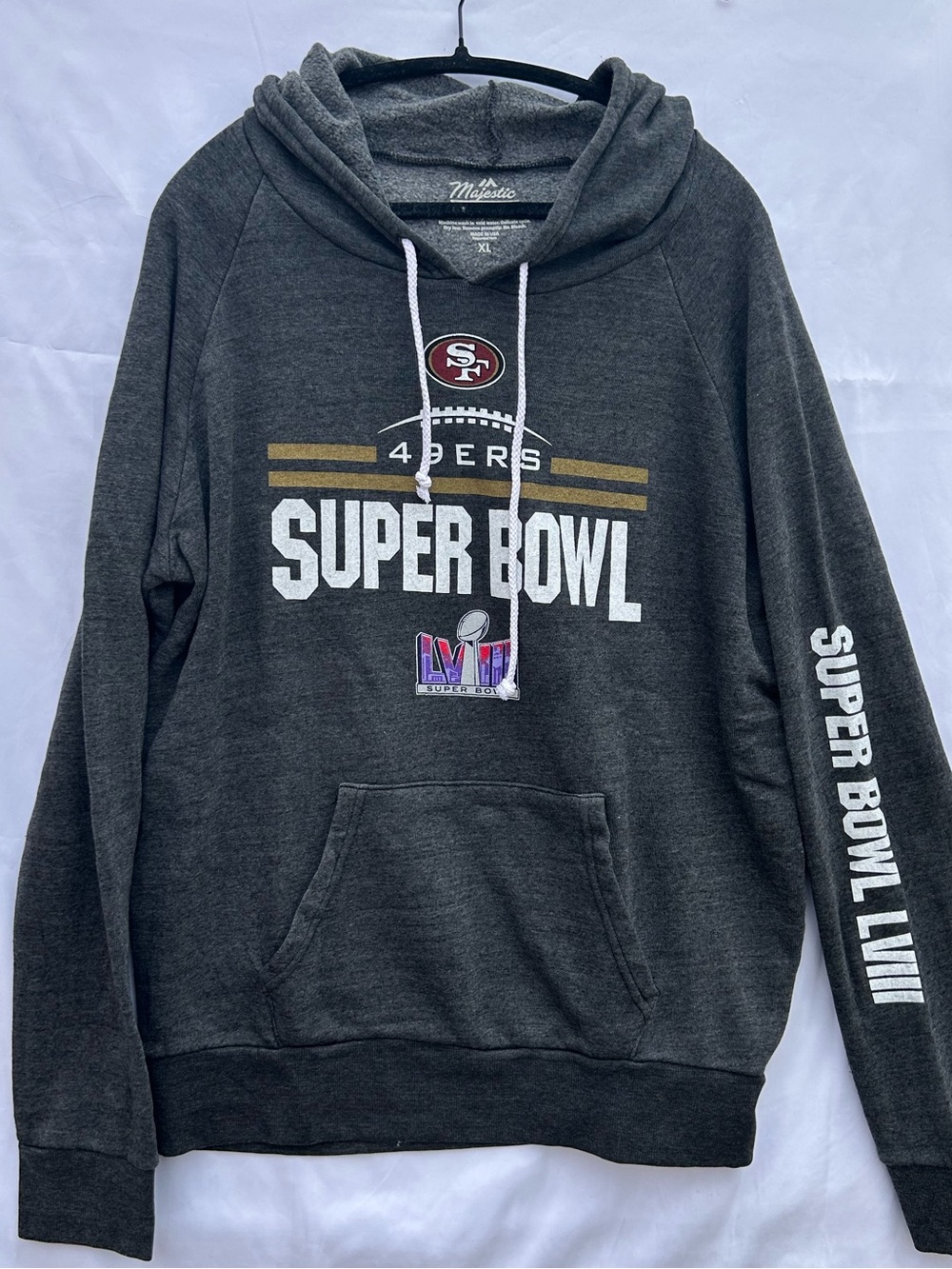 San Francisco 49ers Majestic Threads Super Bowl LVIII Tri-Blend Pullover Hoodie
